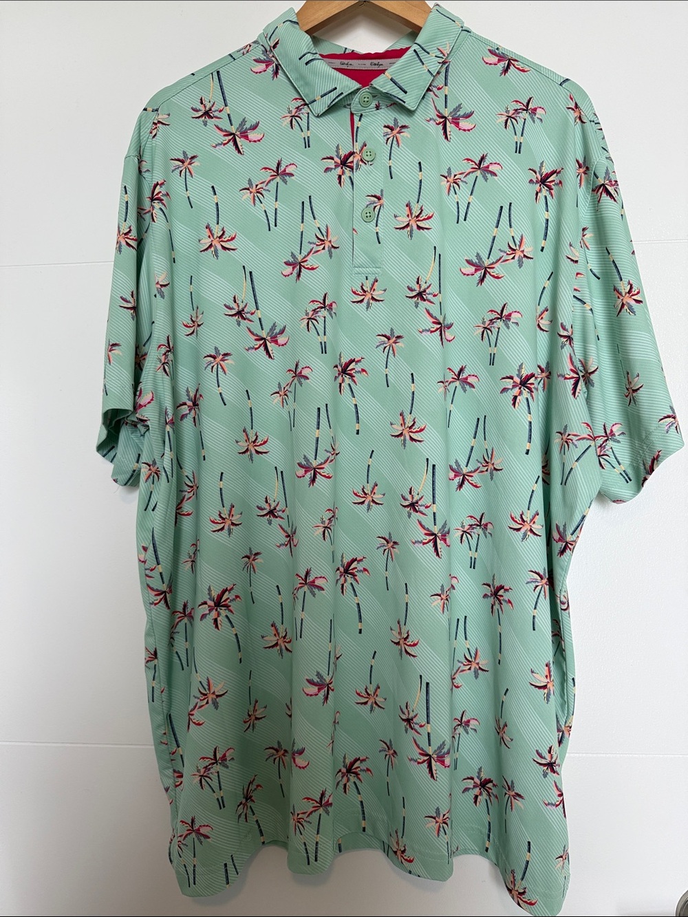 Walter Hagen Mint Green Palm-Print Polo